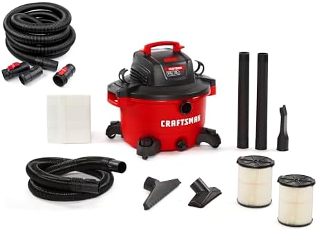 "CRAFTSMAN CMXEVBE17594 12 Gallon 6.0 Peak HP Wet/Dry Shop Vac, Portable Shop Vacuum Wet and Dry with Two Filters, Dust Bag, 7-ft Hose, 20-ft Hose and Attachments for Home Projects & Renovations "