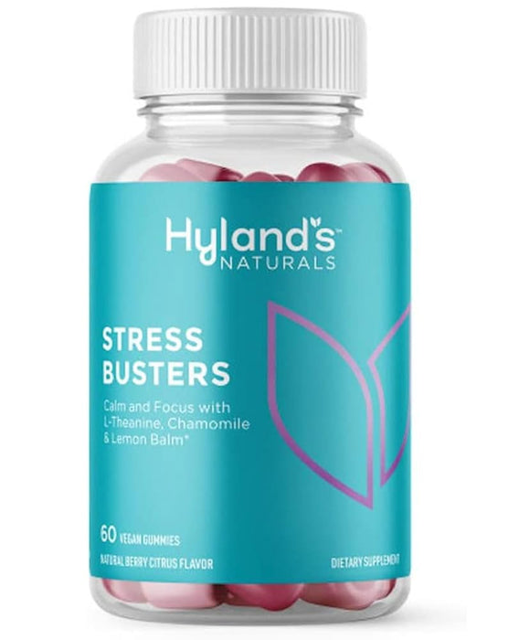 Hyland’s Naturals Stress Busters Gummies, Calm and Focus with L-Theanine, Chamomile and Lemon Balm, 60 Vegan Gummies (30 Days)