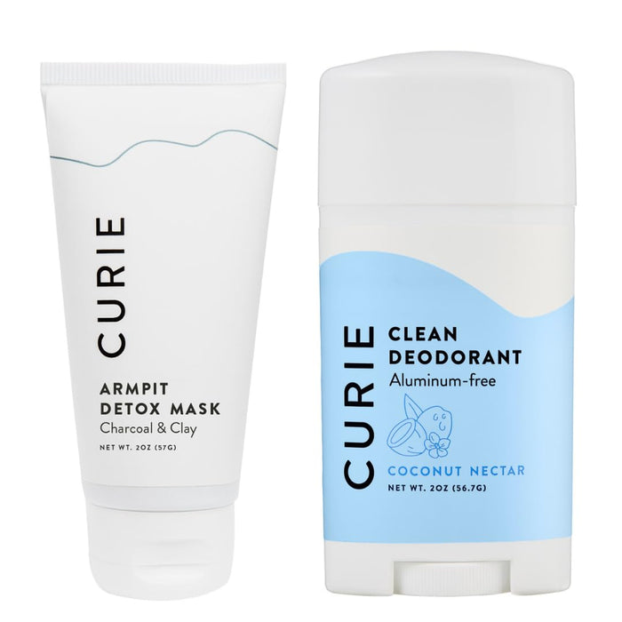 Curie Aluminum Free Deodorant - Coconut Nectar and Armpit Detox Mask - Natural Deodorant, Paraben Free, Cruelty Free, Non-Toxic, Vegan