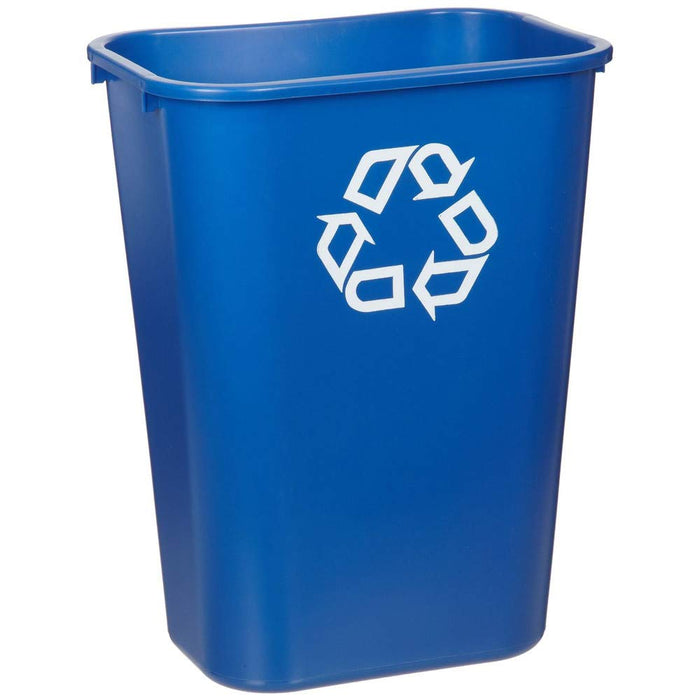 Rubbermaid Commercial Products Deskside Recycling Can, 10.25-Gallon/41-Quart, Blue Recycling Symbol, Plastic, for Bedroom/Bathroom/Office/Under Desk/Sink