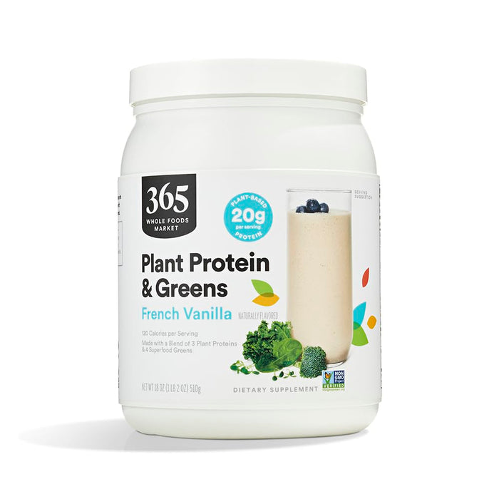 365 by Whole Foods Market, Plant Protein & Greens, French Vanilla, 18 Ounce