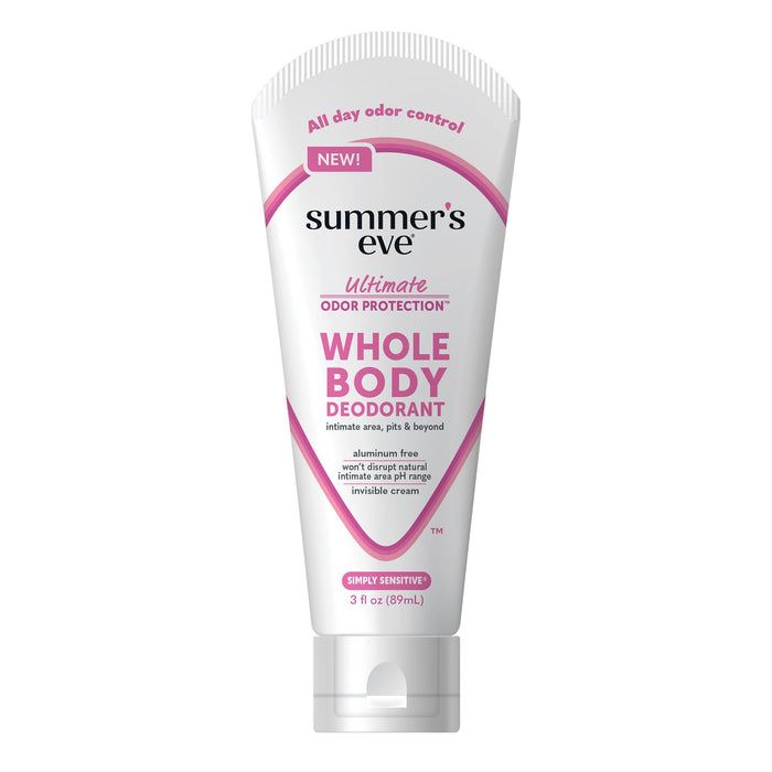 Summer's Eve, Whole Body Deodorant for Women, Ultimate Odor Control, Aluminum Free Deodorant, Simply Sensitive, 3 Fl Oz