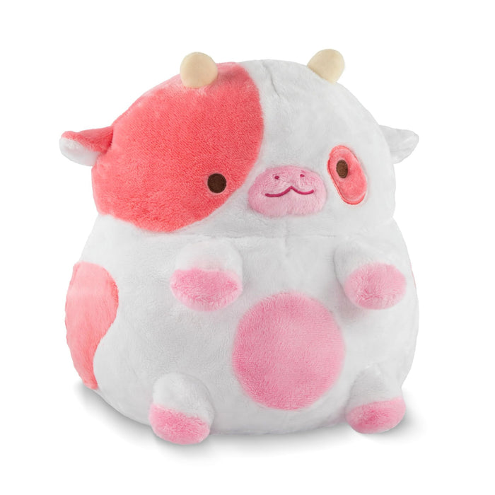 Heatable Strawberry Scented Cow Plush for Period Cramp Relief & Stress, Microwavable Soft Toy Plushies, Coolable Stuffed Animal for Anxiety, Cute Heating Pad for Pain Relief