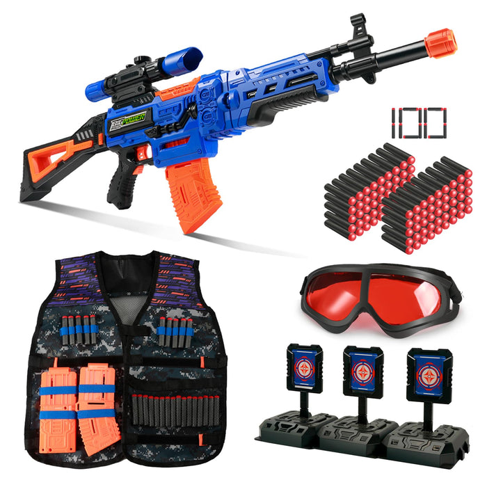 Retros Market Kids Toy Sniper Rifle with Scope Tactical Vest Kit,4 in 1 Automatic Kids Sniper Rifle Toy Guns for Boys 8-12,Rifle Dart Guns for Adults，Toy Guns with Removable Magazines（2 Pieces