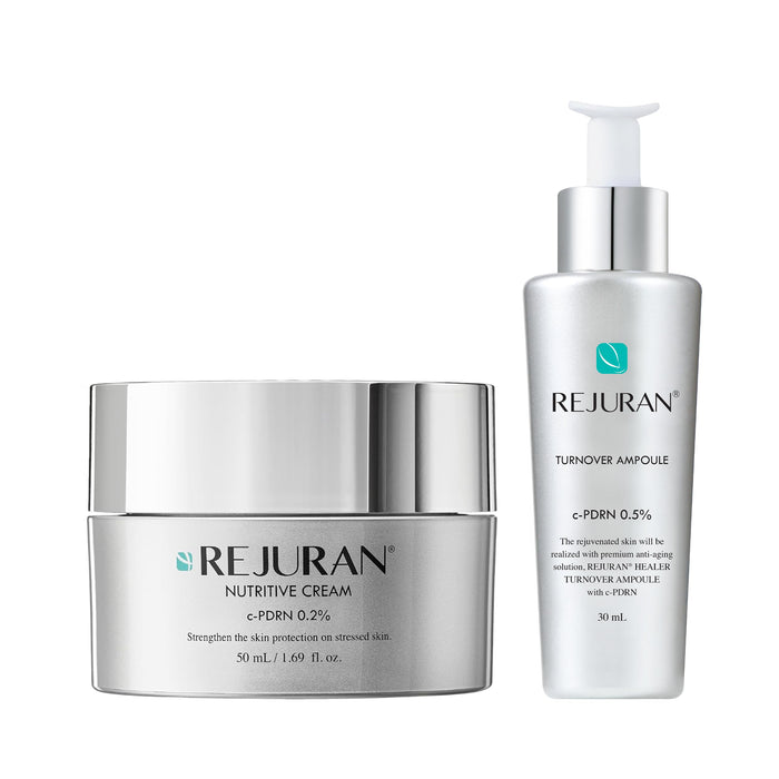 REJURAN® Turnover Ampoule 1.01 fl oz & Nutritive Cream 1.69 fl oz - c-PDRN® - Anti-Aging Face Serum for Firmness, Radiance, Youthful Skin Korean Skin Care