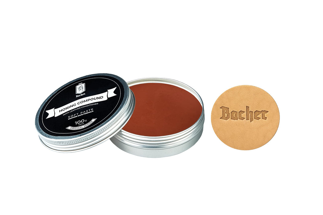 BACHER Polishing Compound - Medium Red Stropping Compound - Leather Strop Sharpening Buffing Compound with applicator – 100g (3.53 Oz)