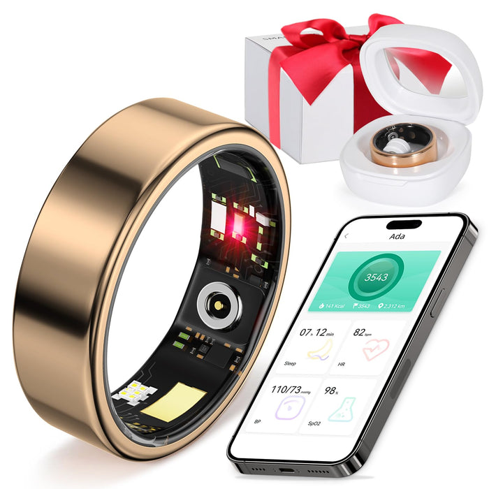 GYSOA Smart Ring Fitness Tracker Ring for Men Women - Health Sleep Heart Rate Step Blood Oxygen Blood Pressure Tracker, IP68, Remote Photography, Utra Battery Life, Family Care