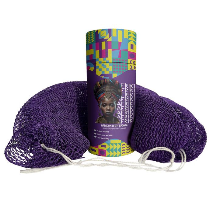 AFRIKI African Net Sponge, Authentic African Exfoliating Sponge, Black Owned, Back Scrubber, 45 inch Long for Normal to Sensitive Skin, for Daily use, Original Collection